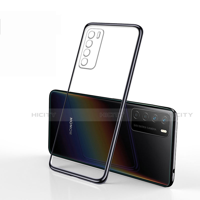 Silikon Schutzhülle Ultra Dünn Flexible Tasche Durchsichtig Transparent S01 für Huawei Honor Play4 5G Schwarz