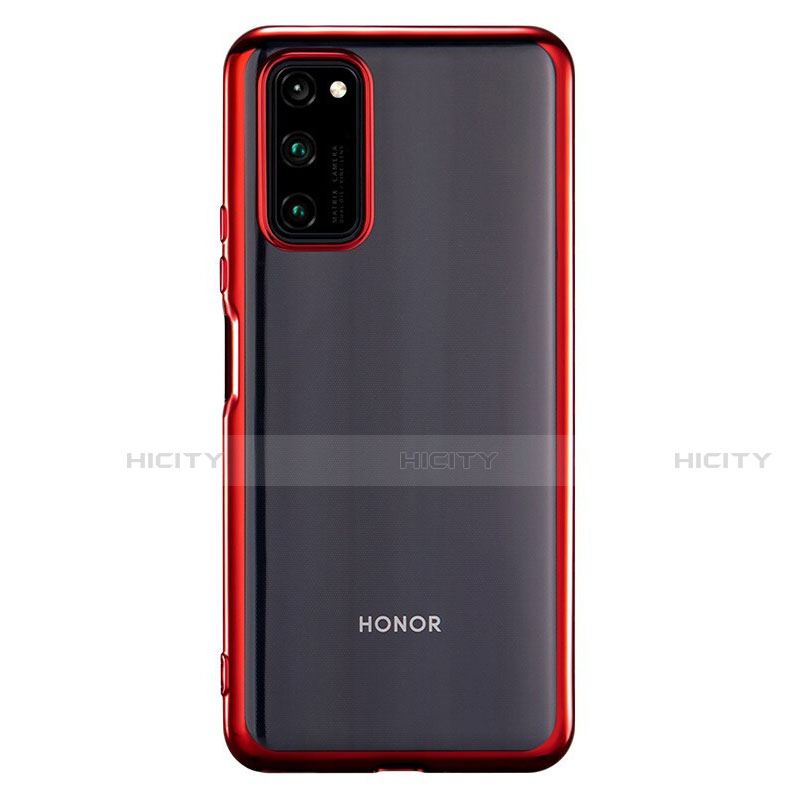 Silikon Schutzhülle Ultra Dünn Flexible Tasche Durchsichtig Transparent S01 für Huawei Honor V30 5G Rot Plus