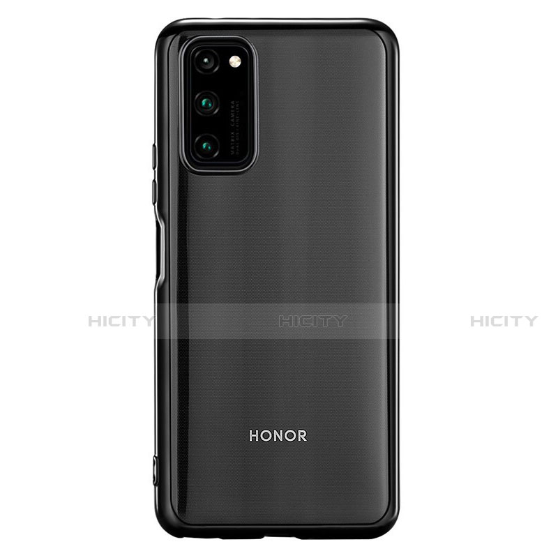 Silikon Schutzhülle Ultra Dünn Flexible Tasche Durchsichtig Transparent S01 für Huawei Honor V30 5G Schwarz Plus