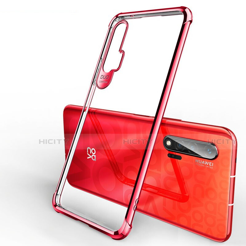 Silikon Schutzhülle Ultra Dünn Flexible Tasche Durchsichtig Transparent S01 für Huawei Nova 6 5G Rot