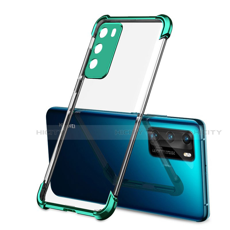 Silikon Schutzhülle Ultra Dünn Flexible Tasche Durchsichtig Transparent S01 für Huawei P40 Grün