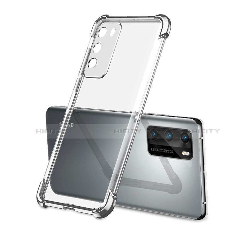 Silikon Schutzhülle Ultra Dünn Flexible Tasche Durchsichtig Transparent S01 für Huawei P40 Silber