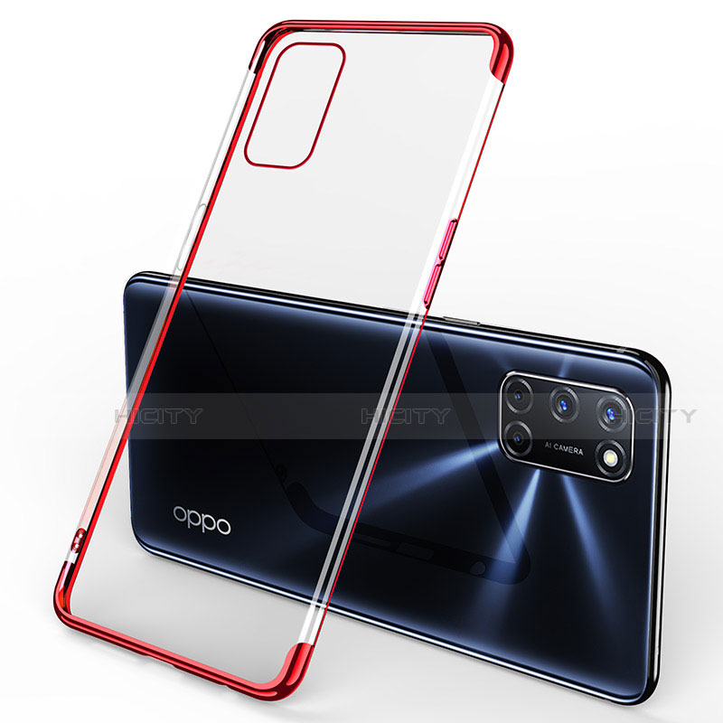 Silikon Schutzhülle Ultra Dünn Flexible Tasche Durchsichtig Transparent S01 für Oppo A52 Rot