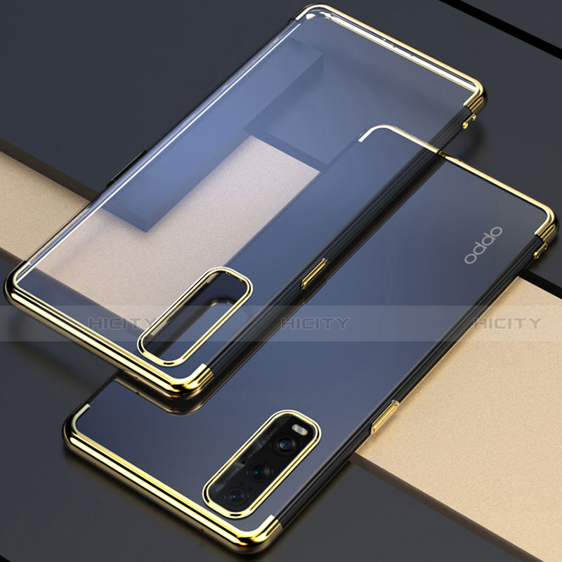 Silikon Schutzhülle Ultra Dünn Flexible Tasche Durchsichtig Transparent S01 für Oppo Find X2 Gold