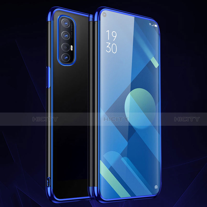 Silikon Schutzhülle Ultra Dünn Flexible Tasche Durchsichtig Transparent S01 für Oppo Reno3 Pro Blau