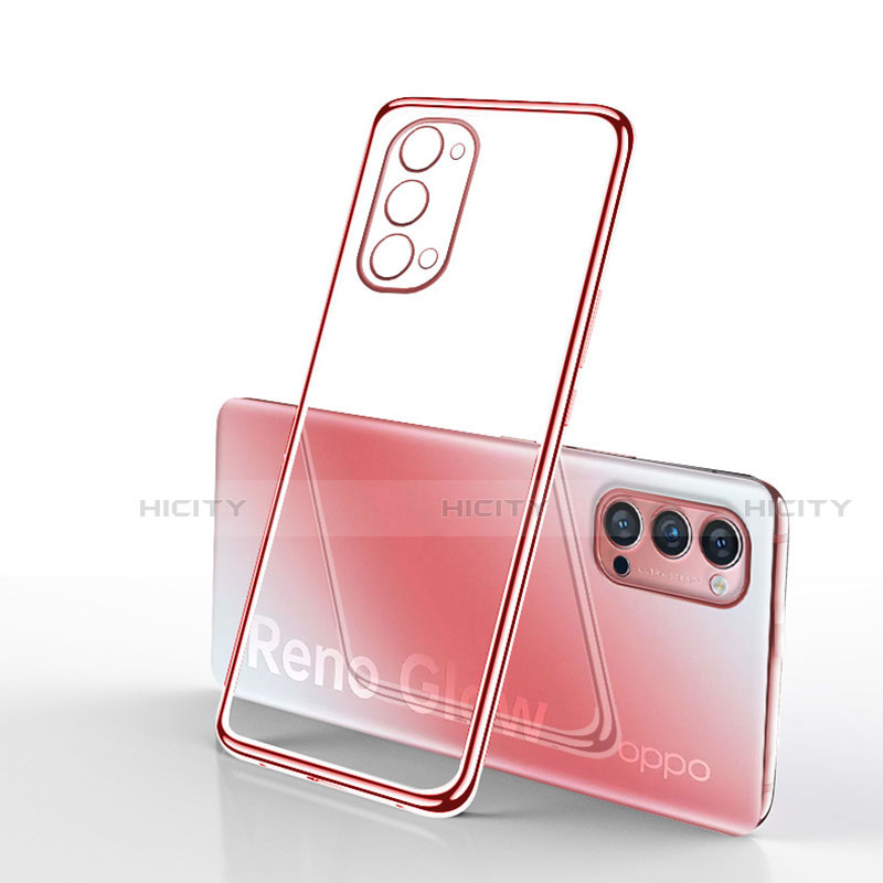 Silikon Schutzhülle Ultra Dünn Flexible Tasche Durchsichtig Transparent S01 für Oppo Reno4 Pro 5G Rot