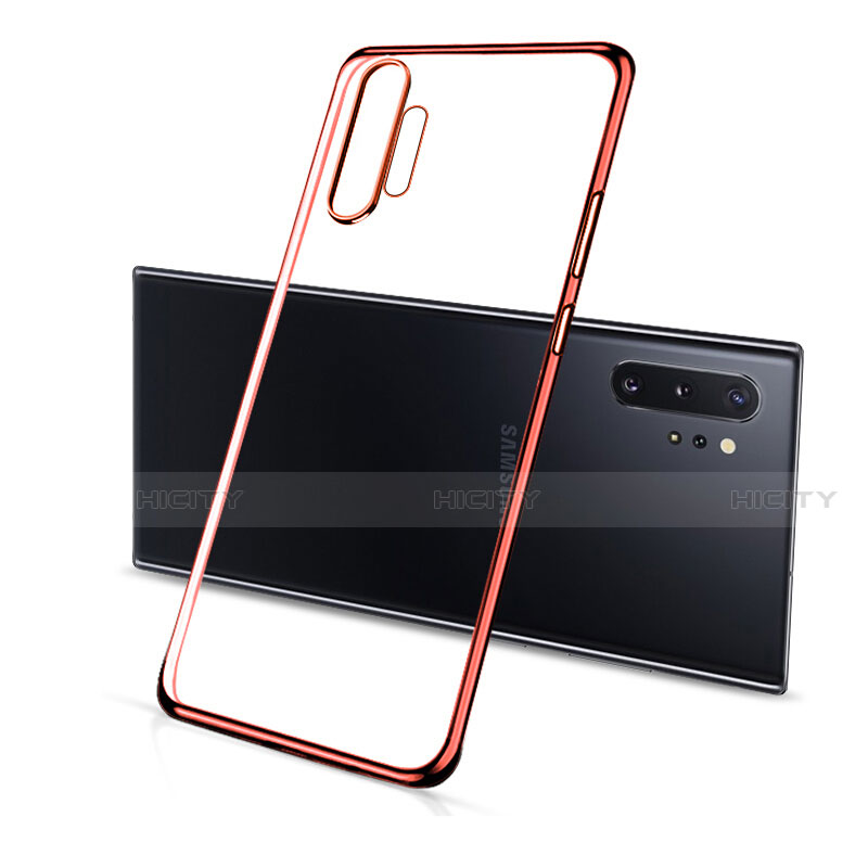 Silikon Schutzhülle Ultra Dünn Flexible Tasche Durchsichtig Transparent S01 für Samsung Galaxy Note 10 Plus 5G Rot