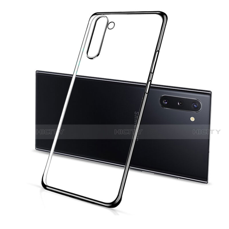 Silikon Schutzhülle Ultra Dünn Flexible Tasche Durchsichtig Transparent S01 für Samsung Galaxy Note 10 Schwarz Plus