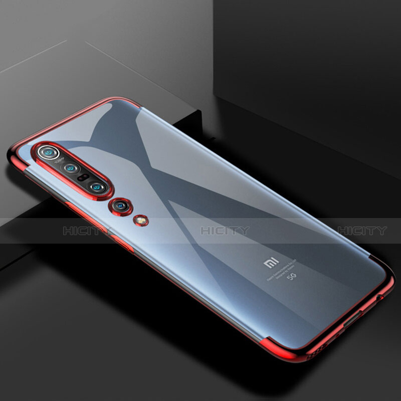 Silikon Schutzhülle Ultra Dünn Flexible Tasche Durchsichtig Transparent S01 für Xiaomi Mi 10 Pro Rot