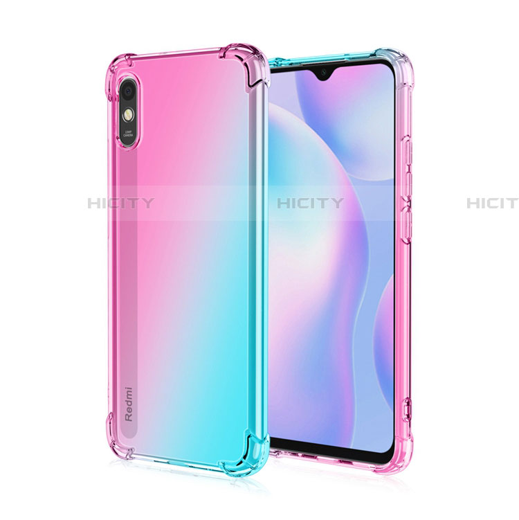 Silikon Schutzhülle Ultra Dünn Flexible Tasche Durchsichtig Transparent S01 für Xiaomi Redmi 9A Rosa