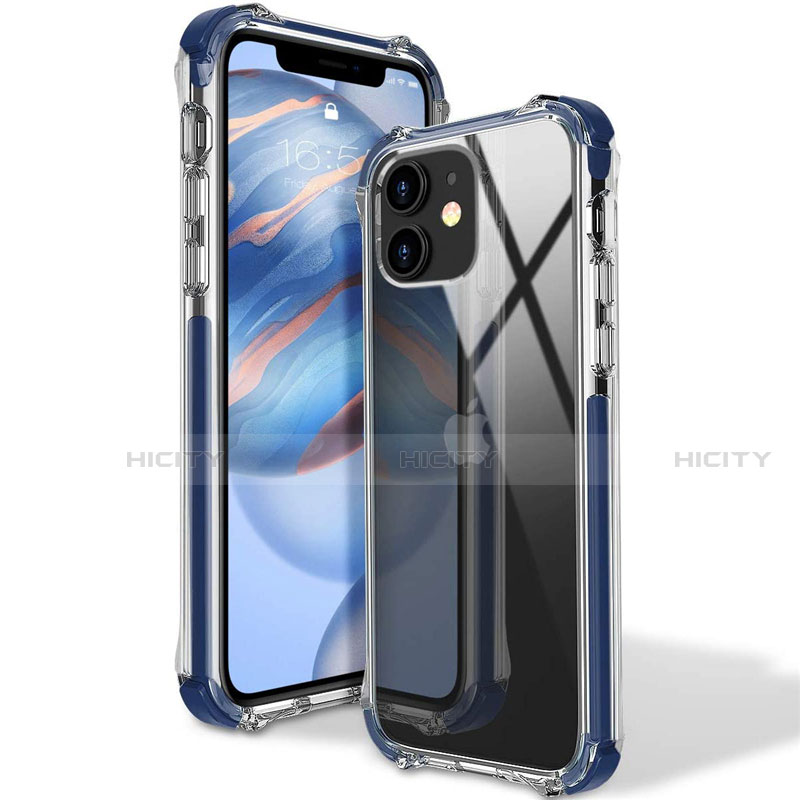 Silikon Schutzhülle Ultra Dünn Flexible Tasche Durchsichtig Transparent S02 für Apple iPhone 12 Blau Plus