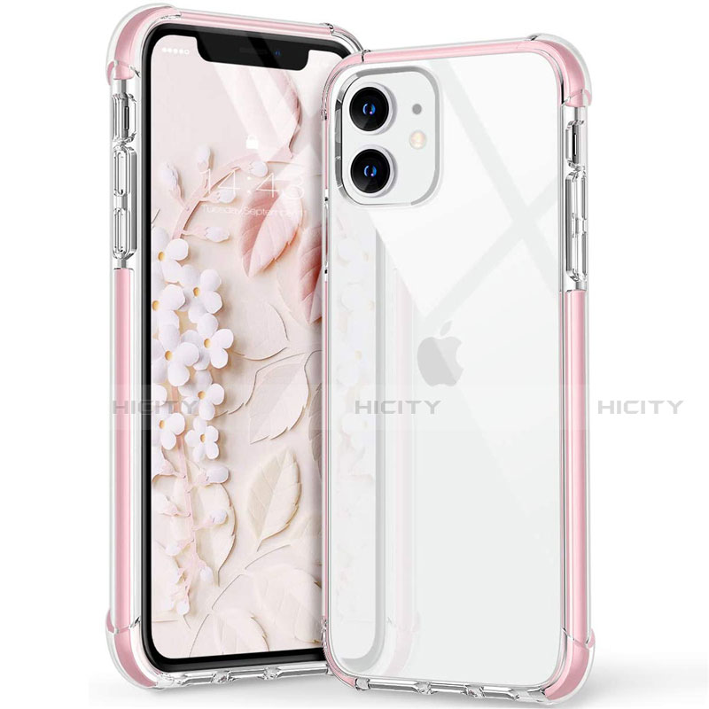 Silikon Schutzhülle Ultra Dünn Flexible Tasche Durchsichtig Transparent S02 für Apple iPhone 12 Mini Rosa Plus