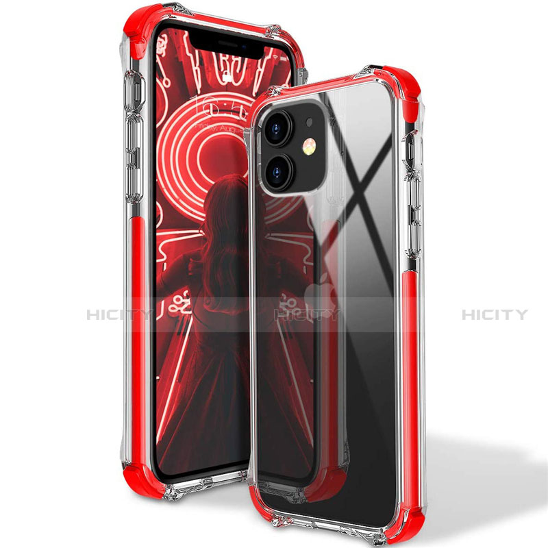 Silikon Schutzhülle Ultra Dünn Flexible Tasche Durchsichtig Transparent S02 für Apple iPhone 12 Mini Rot