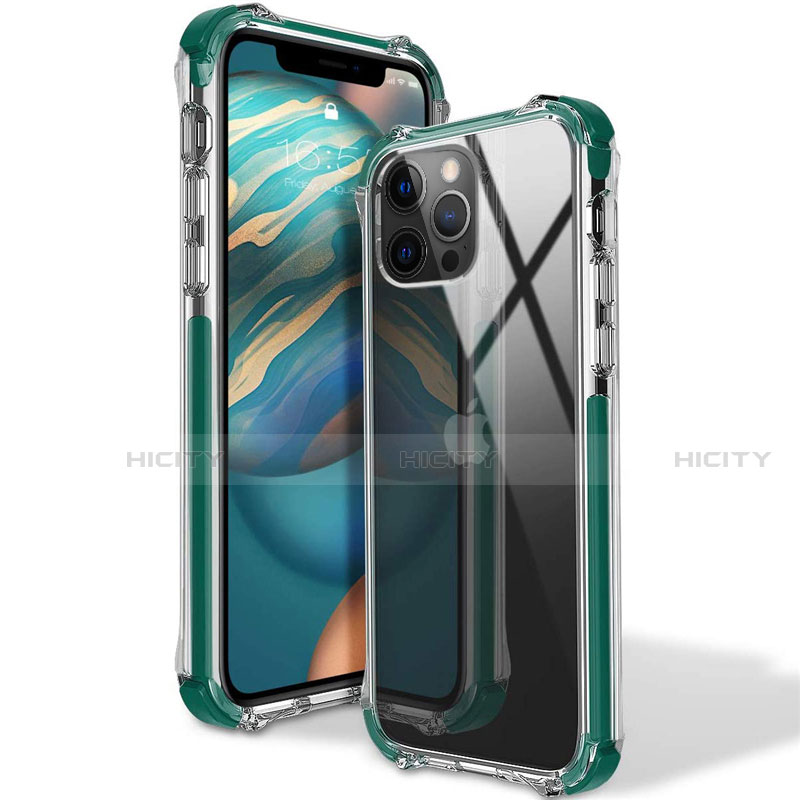 Silikon Schutzhülle Ultra Dünn Flexible Tasche Durchsichtig Transparent S02 für Apple iPhone 12 Pro Max Grün