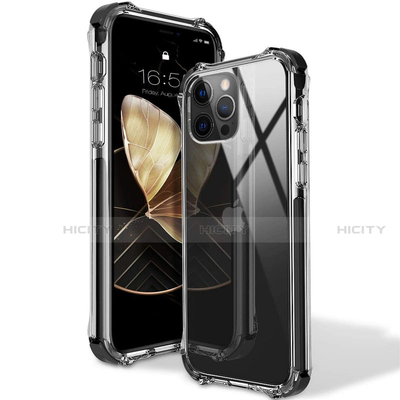 Silikon Schutzhülle Ultra Dünn Flexible Tasche Durchsichtig Transparent S02 für Apple iPhone 12 Pro Max Schwarz