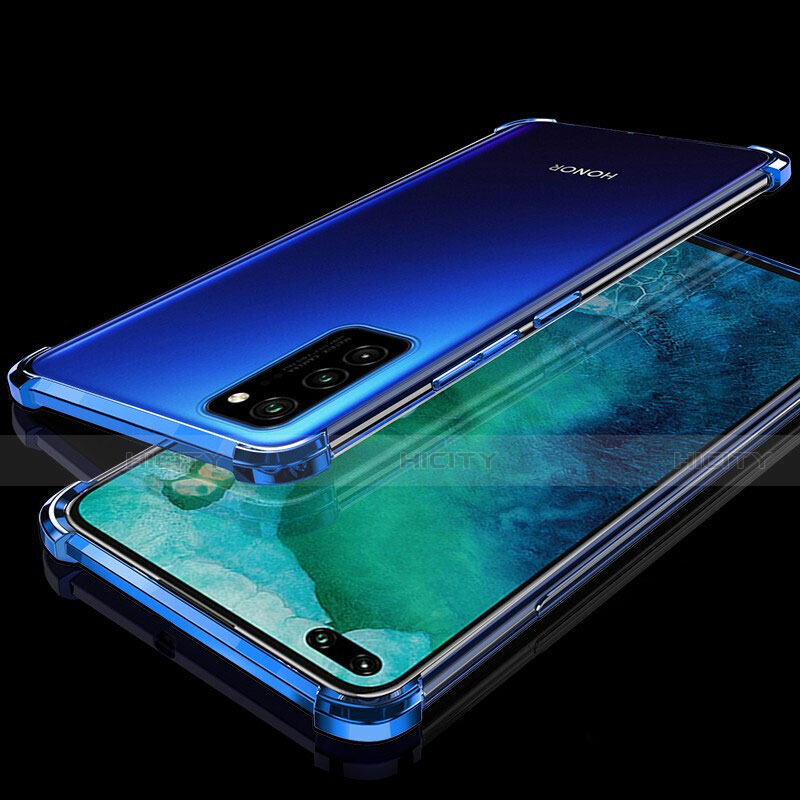 Silikon Schutzhülle Ultra Dünn Flexible Tasche Durchsichtig Transparent S02 für Huawei Honor V30 5G Blau