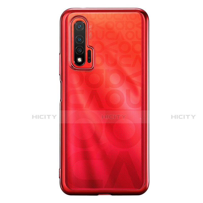 Silikon Schutzhülle Ultra Dünn Flexible Tasche Durchsichtig Transparent S02 für Huawei Nova 6 Rot