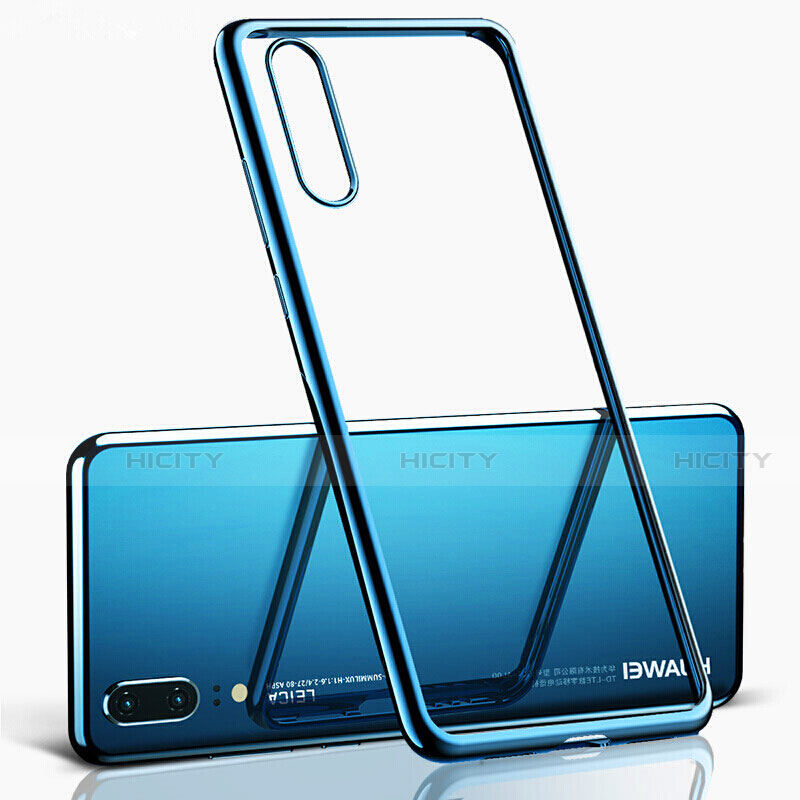 Silikon Schutzhülle Ultra Dünn Flexible Tasche Durchsichtig Transparent S02 für Huawei P20 Blau