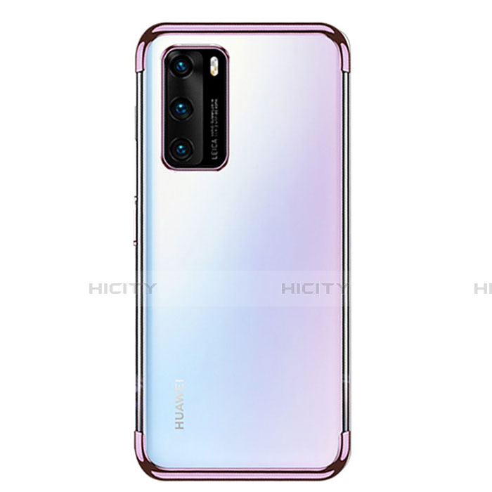 Silikon Schutzhülle Ultra Dünn Flexible Tasche Durchsichtig Transparent S02 für Huawei P40 Violett Plus