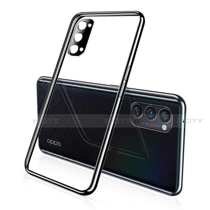 Silikon Schutzhülle Ultra Dünn Flexible Tasche Durchsichtig Transparent S02 für Oppo Reno4 Pro 5G Schwarz