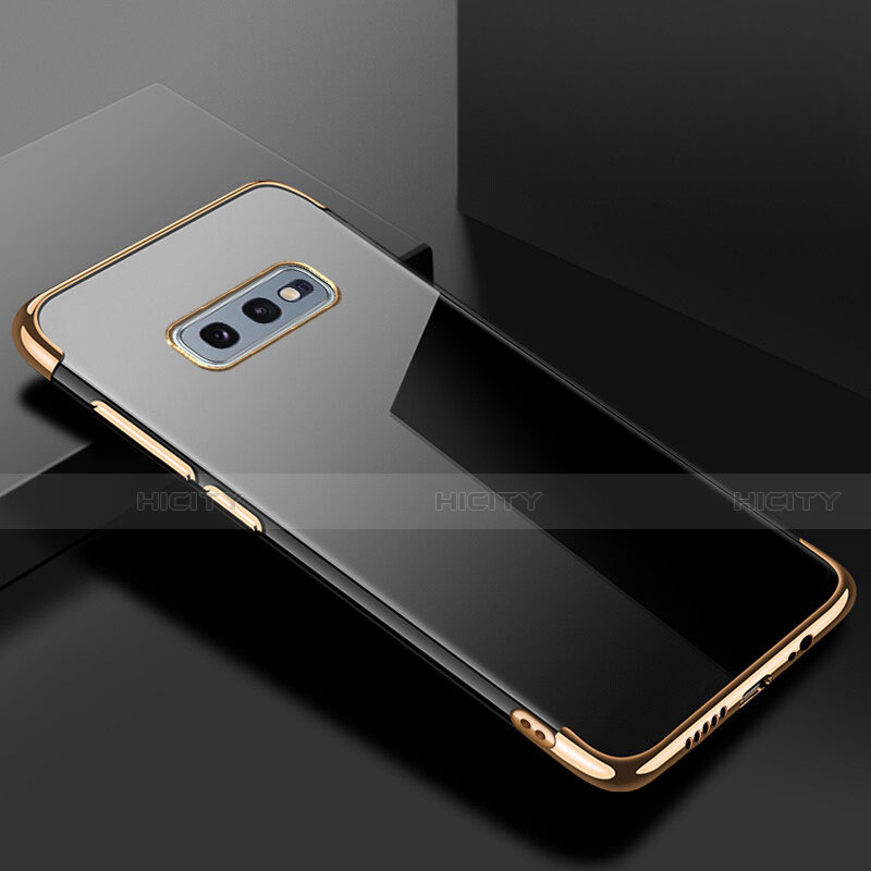 Silikon Schutzhülle Ultra Dünn Flexible Tasche Durchsichtig Transparent S02 für Samsung Galaxy S10e Gold