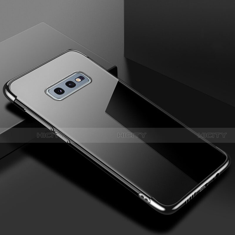 Silikon Schutzhülle Ultra Dünn Flexible Tasche Durchsichtig Transparent S02 für Samsung Galaxy S10e Schwarz