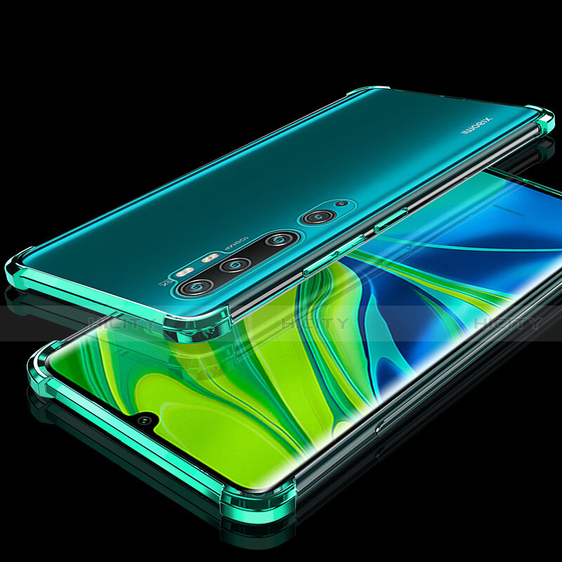 Silikon Schutzhülle Ultra Dünn Flexible Tasche Durchsichtig Transparent S02 für Xiaomi Mi Note 10 Pro Grün