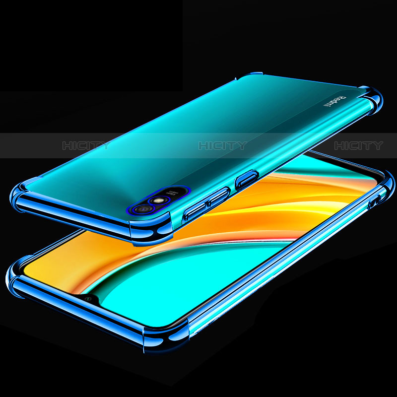 Silikon Schutzhülle Ultra Dünn Flexible Tasche Durchsichtig Transparent S02 für Xiaomi Redmi 9A Blau