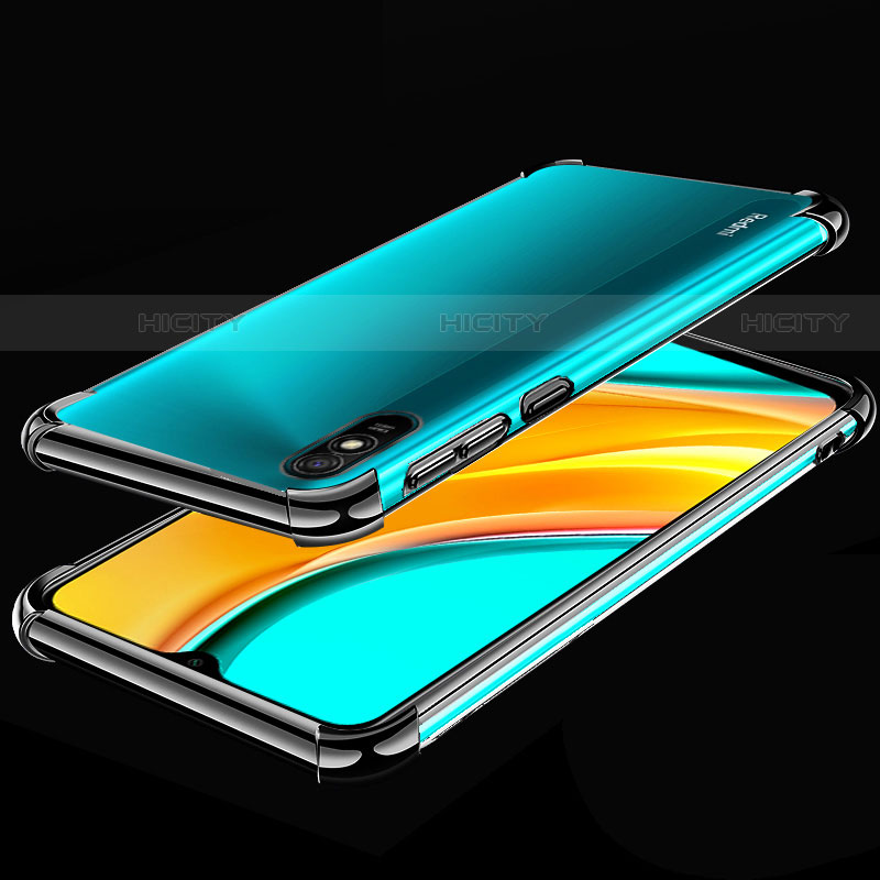 Silikon Schutzhülle Ultra Dünn Flexible Tasche Durchsichtig Transparent S02 für Xiaomi Redmi 9A Schwarz Plus