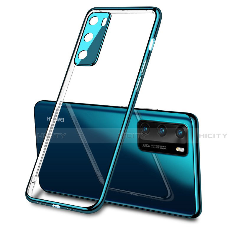 Silikon Schutzhülle Ultra Dünn Flexible Tasche Durchsichtig Transparent S03 für Huawei P40 Cyan