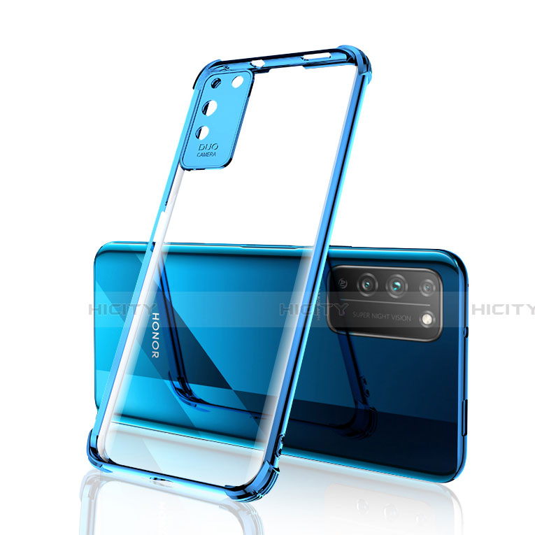 Silikon Schutzhülle Ultra Dünn Flexible Tasche Durchsichtig Transparent S04 für Huawei Honor X10 5G Blau Plus