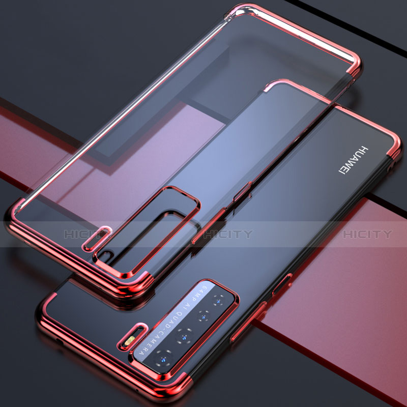 Silikon Schutzhülle Ultra Dünn Flexible Tasche Durchsichtig Transparent S04 für Huawei Nova 7 SE 5G Rot Plus