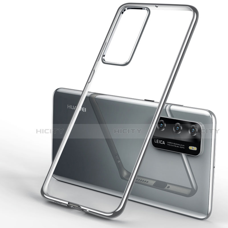 Silikon Schutzhülle Ultra Dünn Flexible Tasche Durchsichtig Transparent S04 für Huawei P40 Silber Plus