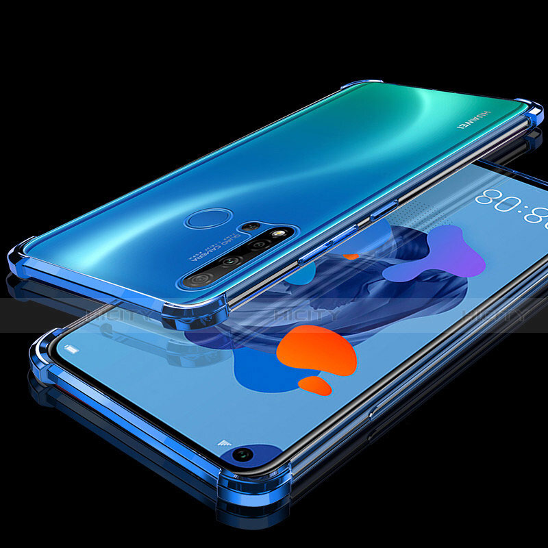 Silikon Schutzhülle Ultra Dünn Flexible Tasche Durchsichtig Transparent S05 für Huawei Nova 5i Blau Plus