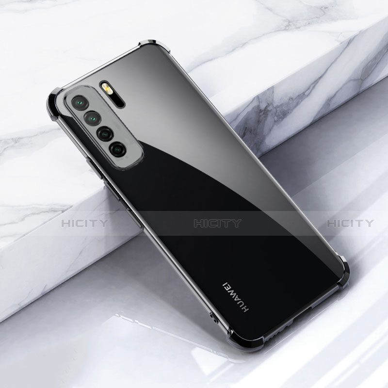 Silikon Schutzhülle Ultra Dünn Flexible Tasche Durchsichtig Transparent S05 für Huawei Nova 7 SE 5G Schwarz