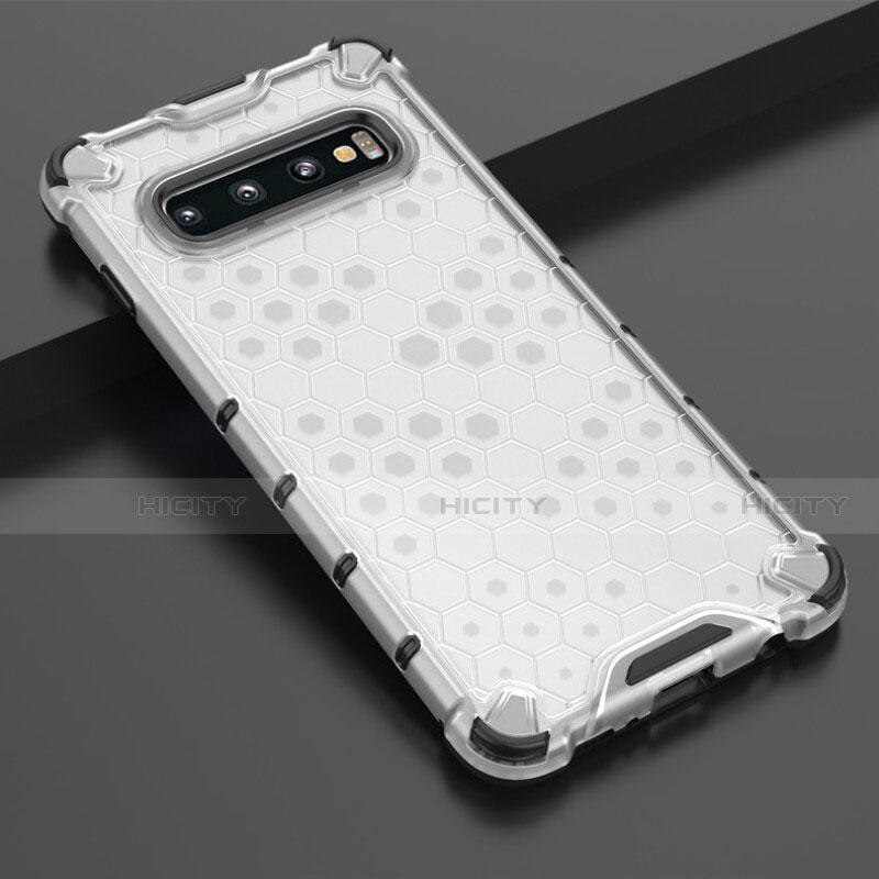 Silikon Schutzhülle Ultra Dünn Flexible Tasche Durchsichtig Transparent S05 für Samsung Galaxy S10 Weiß