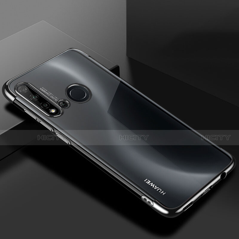 Silikon Schutzhülle Ultra Dünn Flexible Tasche Durchsichtig Transparent S07 für Huawei P20 Lite (2019) Schwarz