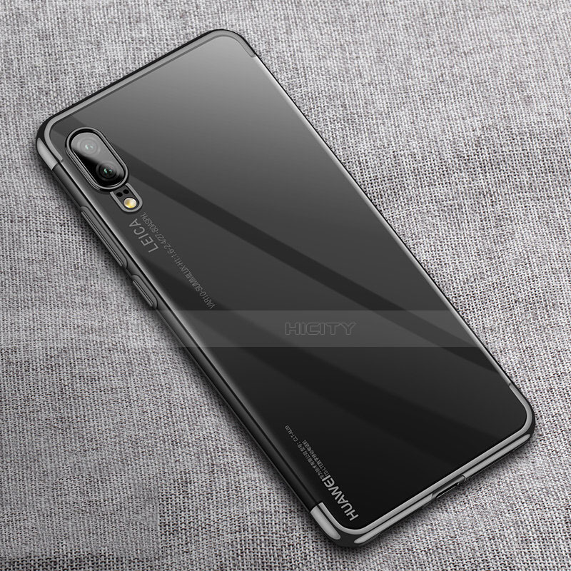 Silikon Schutzhülle Ultra Dünn Flexible Tasche Durchsichtig Transparent S08 für Huawei P20 Schwarz