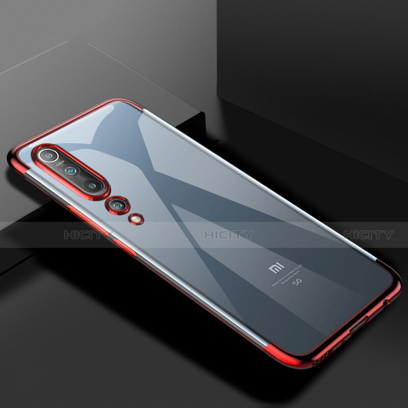 Silikon Schutzhülle Ultra Dünn Flexible Tasche Durchsichtig Transparent S2 für Xiaomi Mi 10 Rot