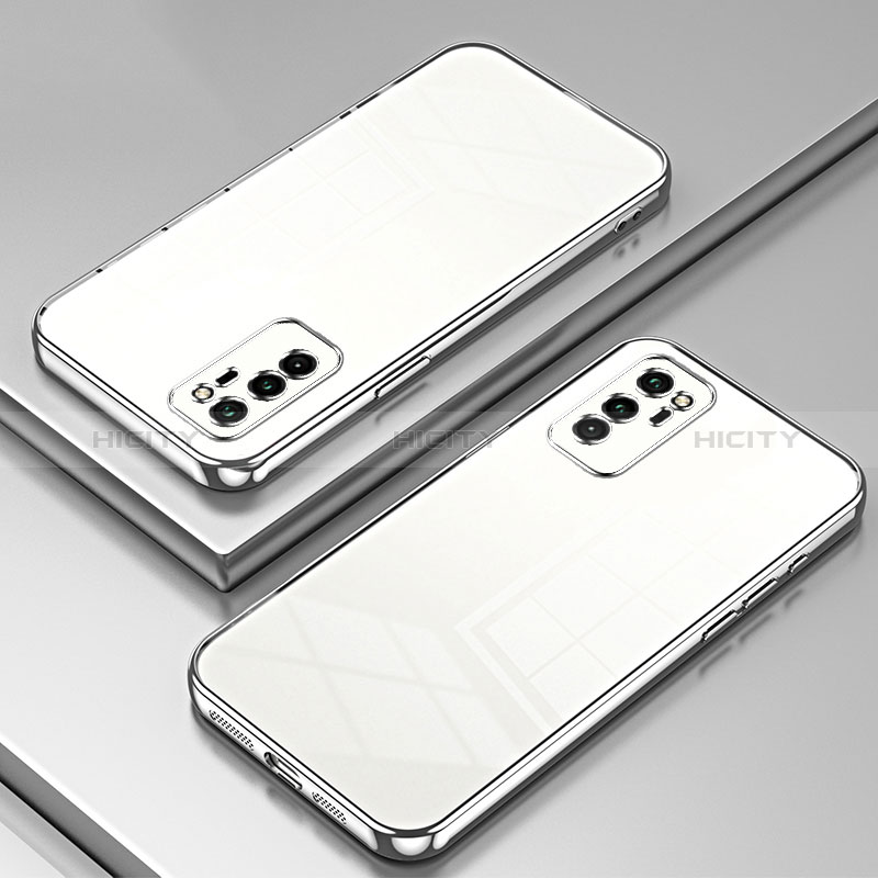 Silikon Schutzhülle Ultra Dünn Flexible Tasche Durchsichtig Transparent SY1 für Huawei Honor V30 5G Silber Plus