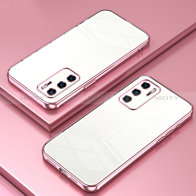 Silikon Schutzhülle Ultra Dünn Flexible Tasche Durchsichtig Transparent SY1 für Huawei P40 Rosegold