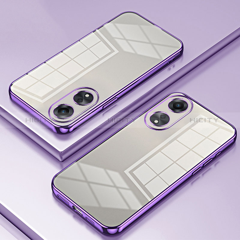 Silikon Schutzhülle Ultra Dünn Flexible Tasche Durchsichtig Transparent SY1 für Oppo A78 5G Violett Plus