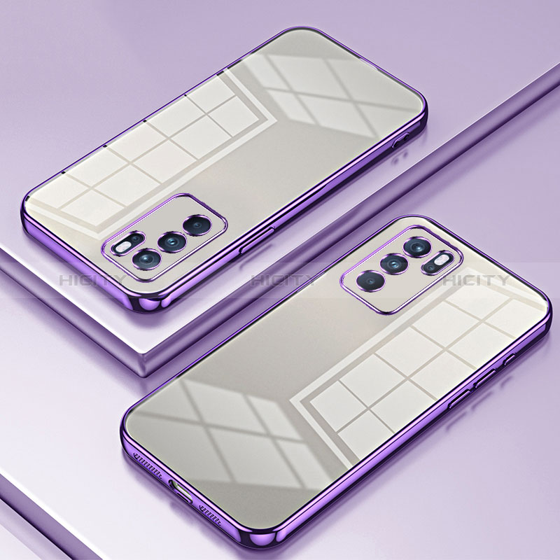 Silikon Schutzhülle Ultra Dünn Flexible Tasche Durchsichtig Transparent SY1 für Oppo Reno6 Pro 5G Violett