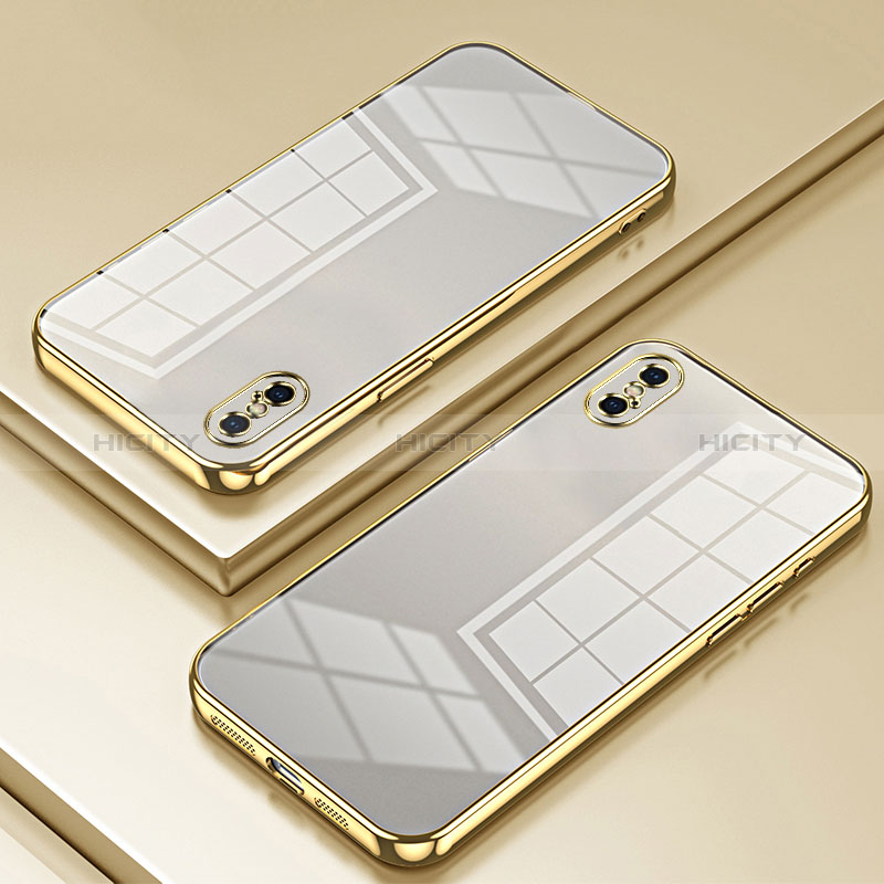 Silikon Schutzhülle Ultra Dünn Flexible Tasche Durchsichtig Transparent SY2 für Apple iPhone Xs Max Gold