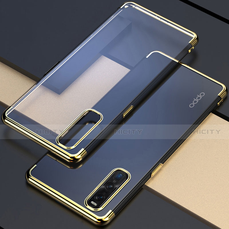 Silikon Schutzhülle Ultra Dünn Flexible Tasche Durchsichtig Transparent U01 für Oppo Find X2 Pro Gold