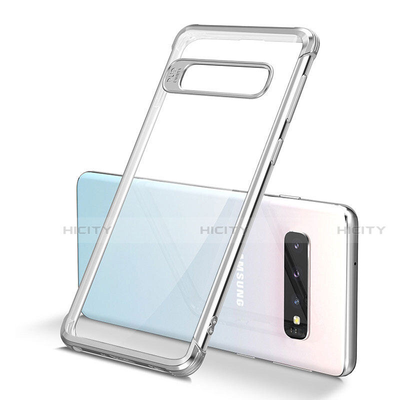 Silikon Schutzhülle Ultra Dünn Flexible Tasche Durchsichtig Transparent U01 für Samsung Galaxy S10 Silber