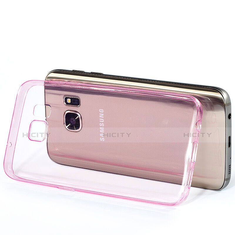 Silikon Schutzhülle Ultra Dünn Handyhülle Hülle Durchsichtig Transparent für Samsung Galaxy S7 G930F G930FD Rosa Plus