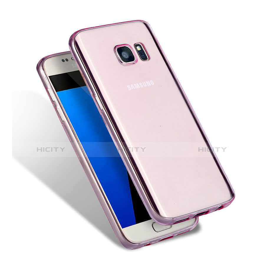 Silikon Schutzhülle Ultra Dünn Handyhülle Hülle Durchsichtig Transparent für Samsung Galaxy S7 G930F G930FD Rosa groß