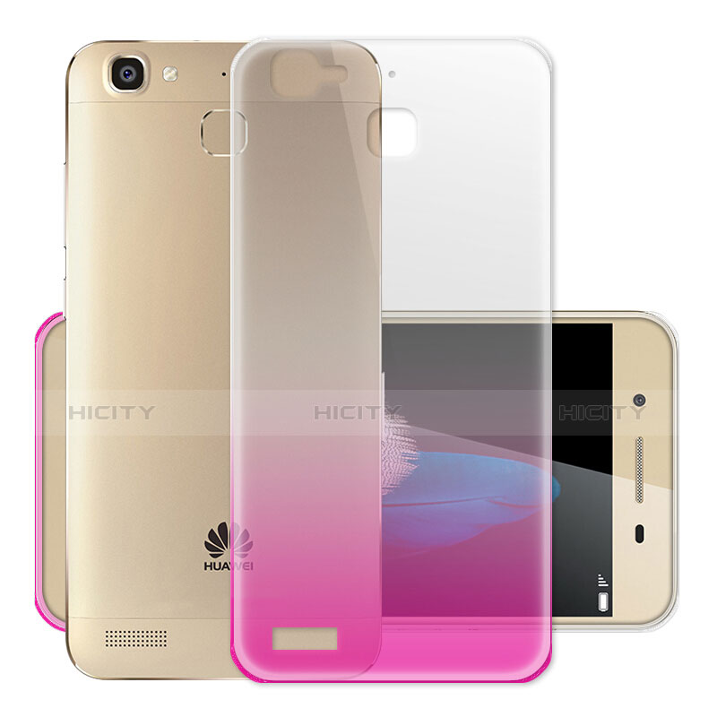 Silikon Schutzhülle Ultra Dünn Hülle Durchsichtig Farbverlauf für Huawei Enjoy 5S Pink