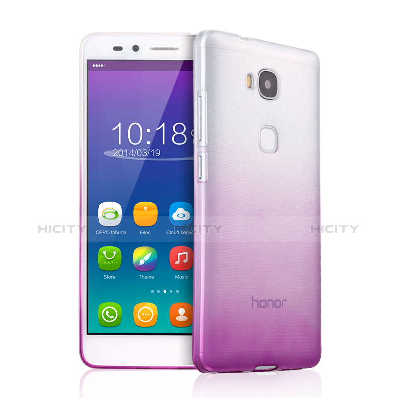 Silikon Schutzhülle Ultra Dünn Hülle Durchsichtig Farbverlauf für Huawei Honor Play 5X Violett